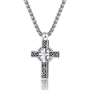 Men's Celtic Cross Stainless Steel Necklace